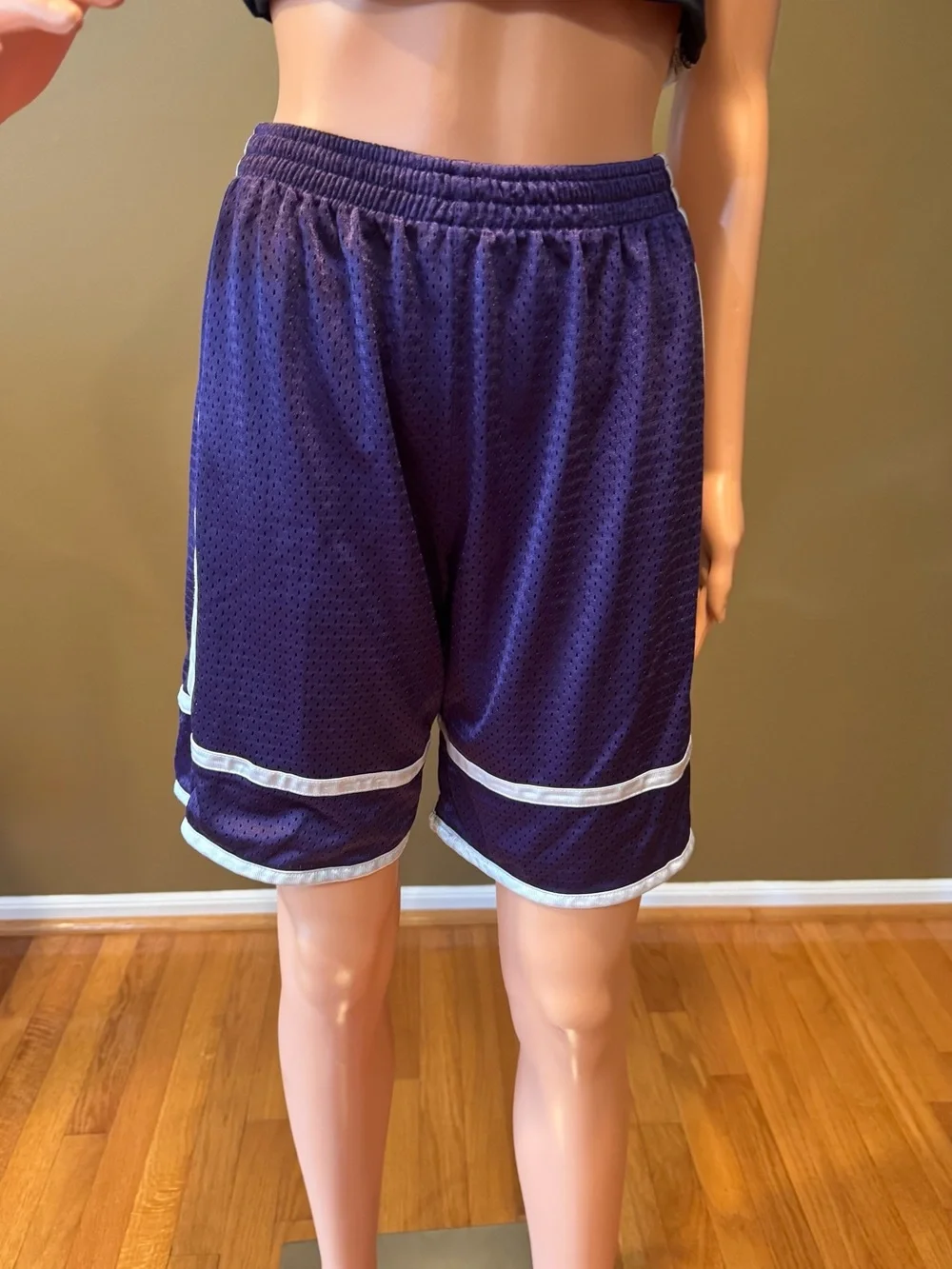 Youth Champion Purple Mesh Athletic Shorts with White Trim